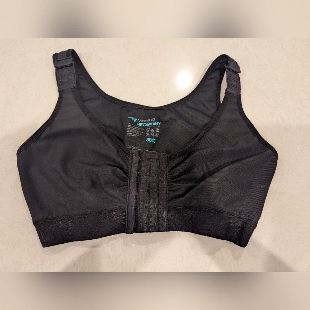 Marena Recovery Black Post-Surgical Bra Size 38 40